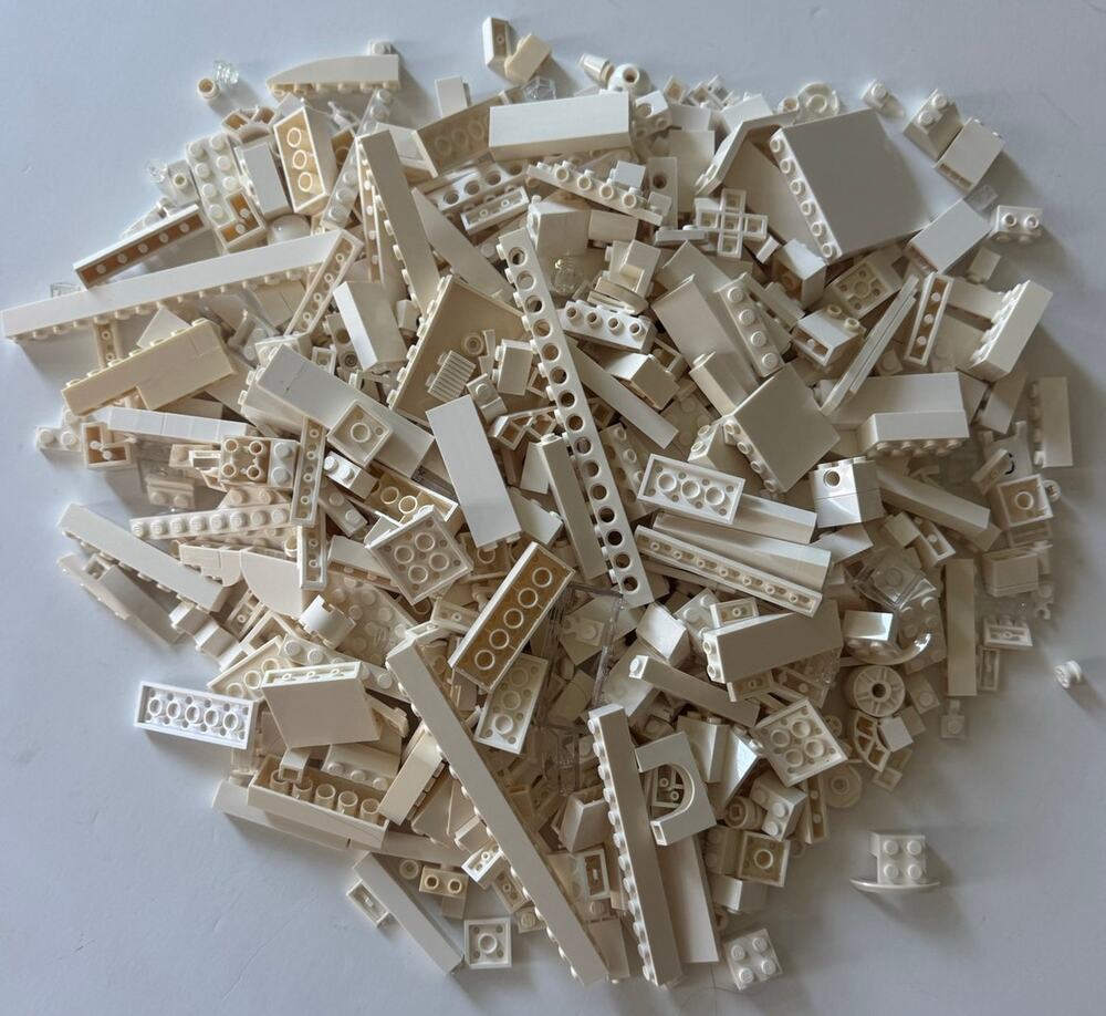1.8 lb Assorted White/Clear Lego Bricks As Is/No Sets